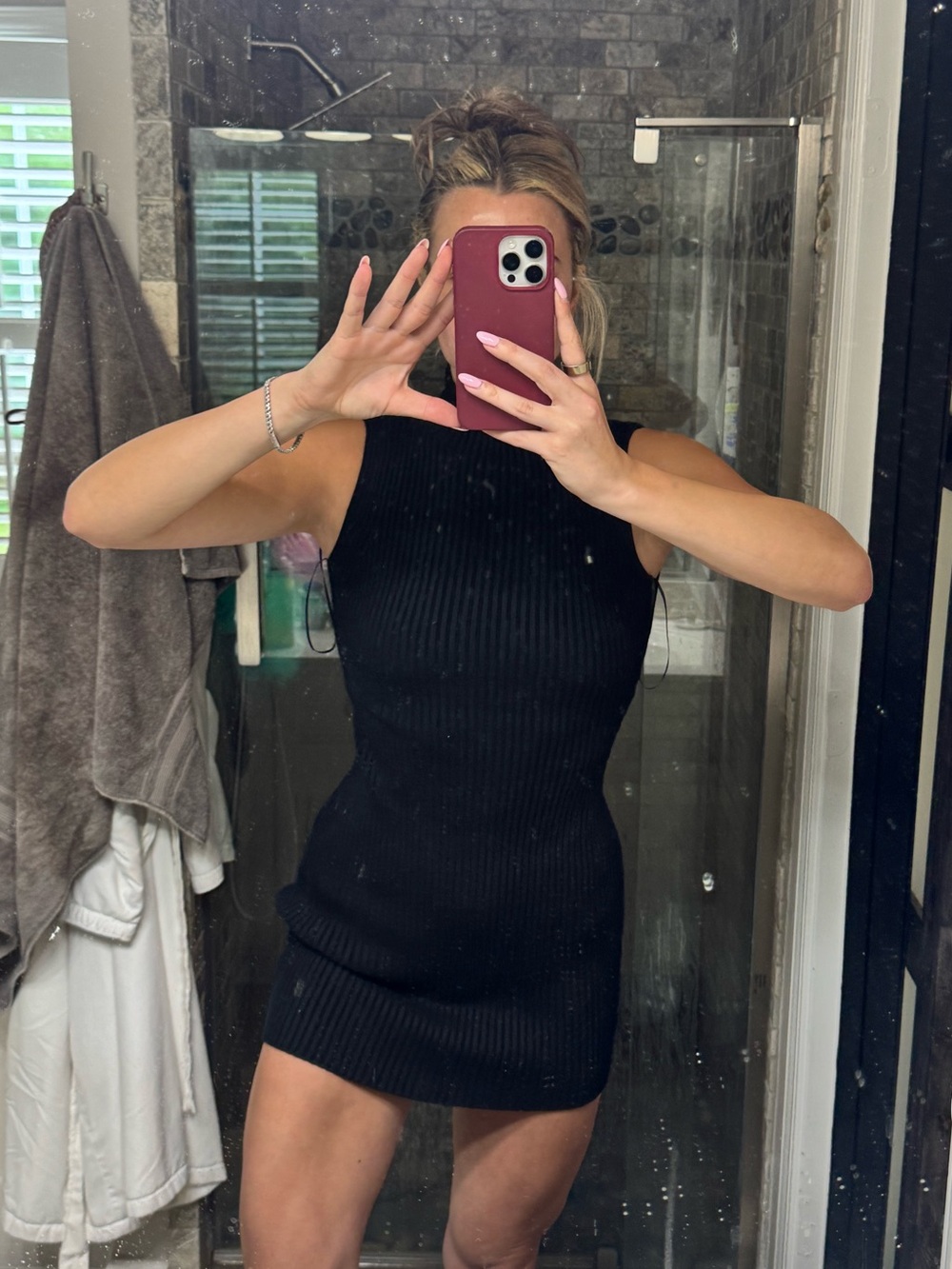 Sleeveless Black Ribbed Mini Dress